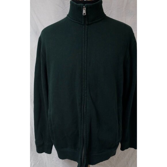 Old Navy Mens XL Green Fleece Zip Up Outdoor Casual Long Sleeve Pockets Jacket - Picture 1 of 12